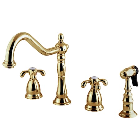 Kingston Brass KS1792TXBS Widespread Kitchen Faucet, Polished Brass KS1792TXBS